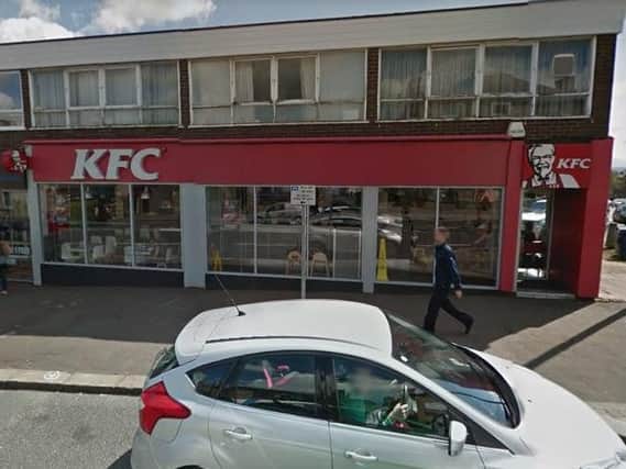 The robbery took place in an alleyway behind this KFC restaurant in Marsh, Huddersfield. Picture: Google