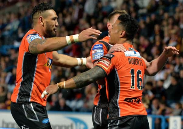 Ben Roberts celebrates scoring Castleford's second try.
 Picture: Bruce Rollinson.