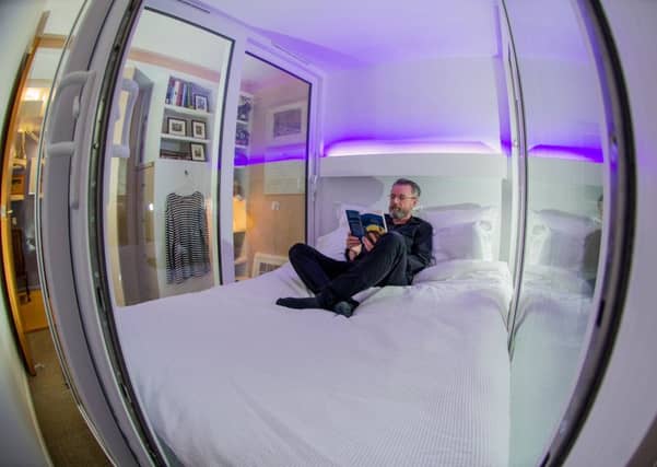 Architect John Fieldhouse in his soundproof pod - a room within a room.