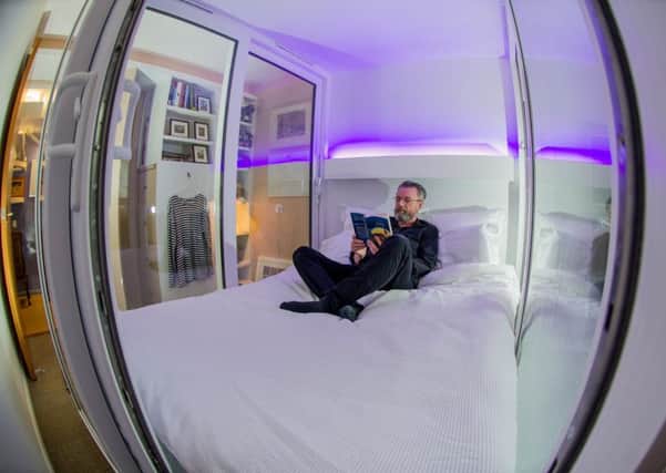Architect John Fieldhouse in his  soundproof pod - a room within a room.