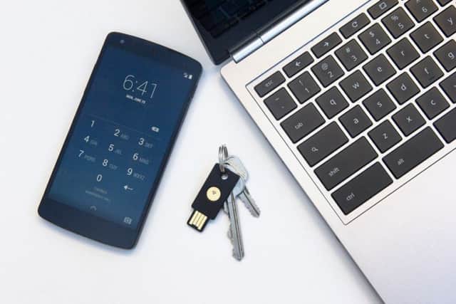 The Yubikey Neo connects to a computer and your phone