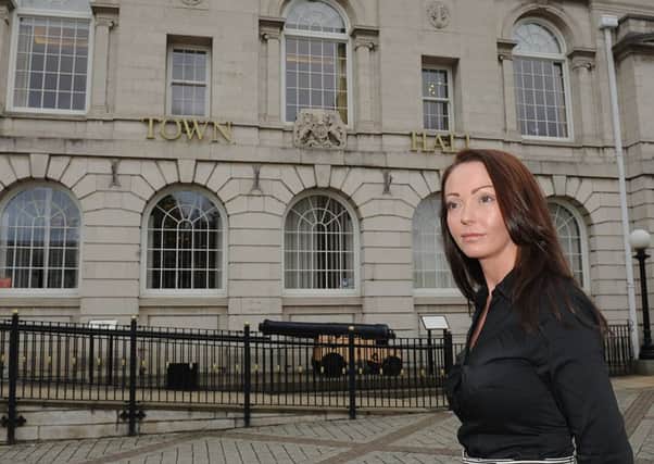 Survivor Sammy Woodhouse arrives at a council meeting in Rotherham town hall  where reports were published that reveal how senior managers' failures contributed to the town's child abuse scandal. Picture Scott Merrylees.