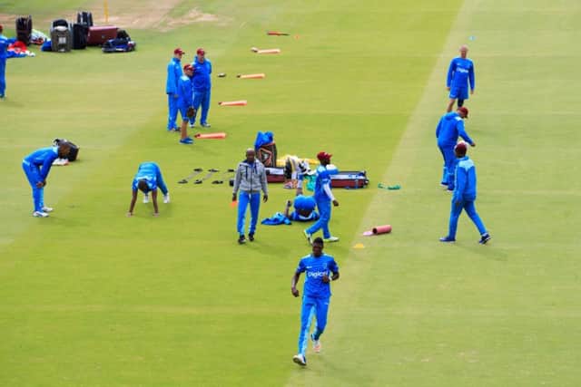 West Indies' players practice during their nets session at Lord's on Wednesday. Picture: John Walton/PA