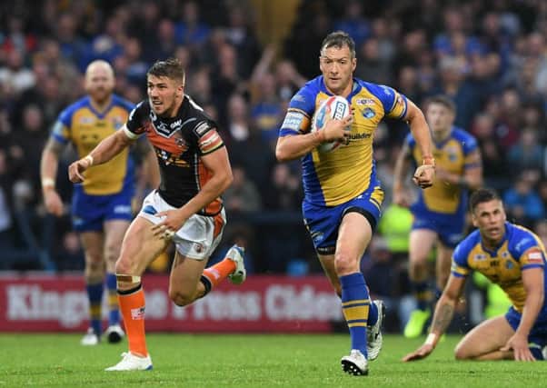 Danny McGuire breaks forward during June's encounter against 
LCastleford Tigers. Picture: Bruce Rollinson