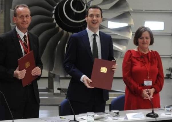 Then chancellor George Osborne and Sheffield Council leader Julie Dore following the agreement of the deal in 2015