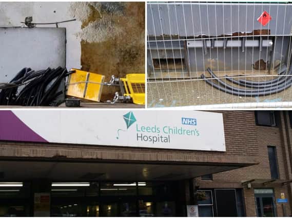 The damage discovered at Leeds Children's Hospital after thieves stole thousands of pounds worth of cable. Pictures: West Yorkshire Police