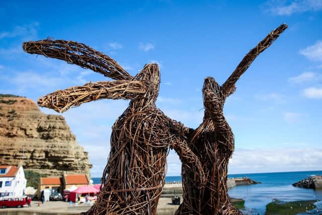 Emma Green's Willow Hares on display at the Staithes Festival of Arts and Heritage 2017. Picture: Ceri Oakes
