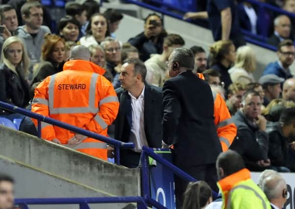 IN THE CROWD: Sheffield Wednesday head coach Carlos Carvalhal, in the directors box after being sent off at Bolton. Picture: Steve Ellis