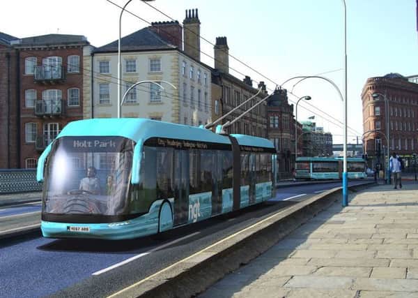 An artist's impression of how NGT New Generation Transport Leeds Trolleybus could have looked
