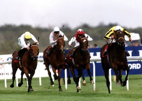 MAGIC DAY: User Friendly and jockey George Duffield, far right, winning the St Leger at Doncaster back in 1992.