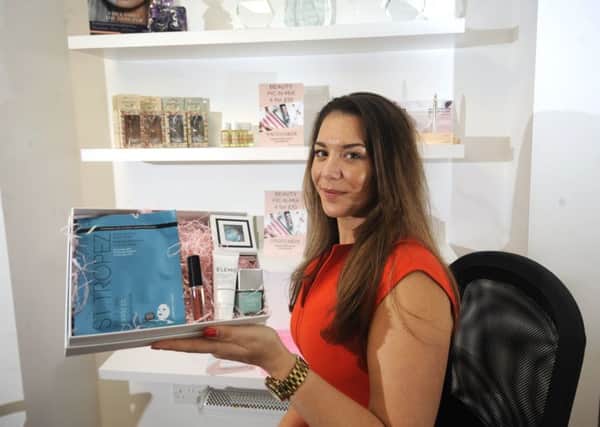 Tia Roqaa pictured with her Beauty Box at Gloss Chelwood Drive, Leeds..30th August 2017 ..Picture by Simon Hulme