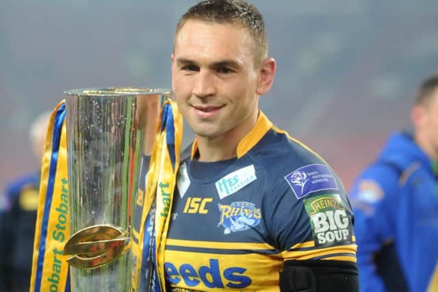 Kevin Sinfield with the Super League trophy.