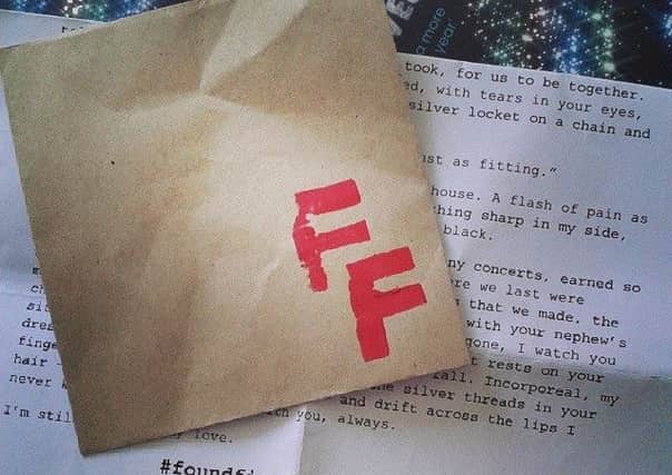 Each Found Fiction envelope contains a short story written by an anonymous author.