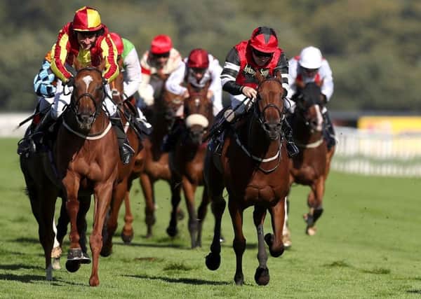 Off Art ridden (left) by Brian Harding wins The Clipper Logistics Leger Legends Classified Stakes, during day one of the William Hill St. Leger Festival at Doncaster Racecourse. (Picture: Martin Rickett/PA Wire)