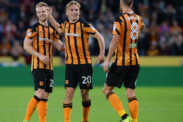 Jarrod Bowen celebrated his fifth goal of the season at Fulham (Pictures: Bruce Rollinson)
