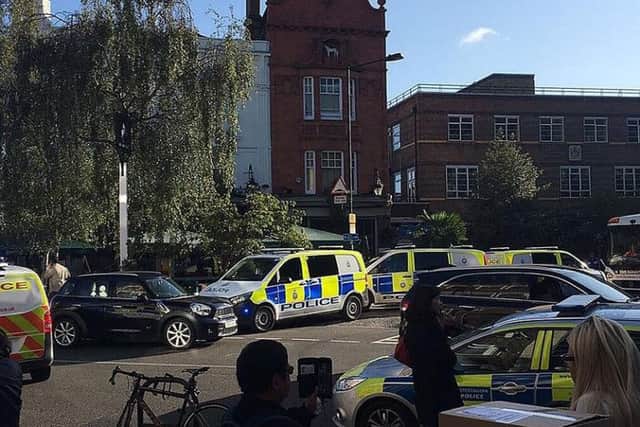 Emergency services attending the incident at Parsons Green station this morning. Picture: James Treen/PA Wire