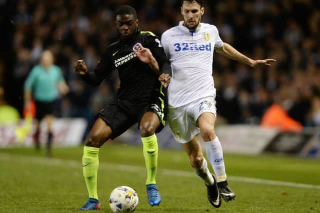 Fikayo Tomori, on loand at Brighton last year playing against Alfonso Pedraza, is now with Hull. (Picture: Bruce Rollinson)