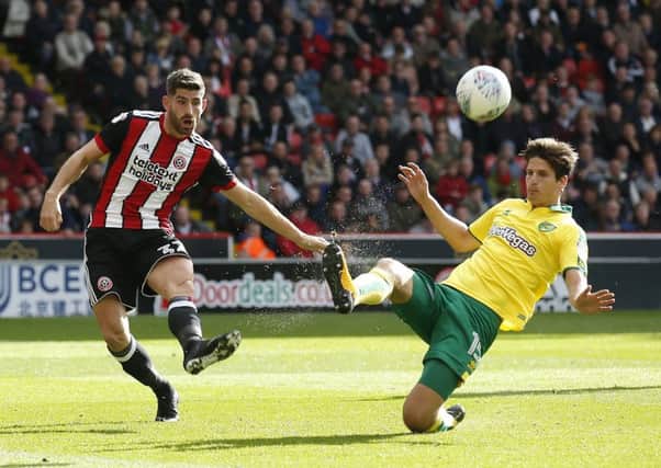 Answering the call: Striker Ched Evans defied an ankle problem to lead the line for the Blades against  Norwich City. 
Picture: Simon Bellis/Sportimage
