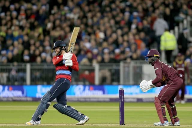 FETCH THAT: Yorkshire's Jonny Bairstow hits out for England against West Indies on Saturday evening at The Riverside. Picture: Richard Sellers/PA