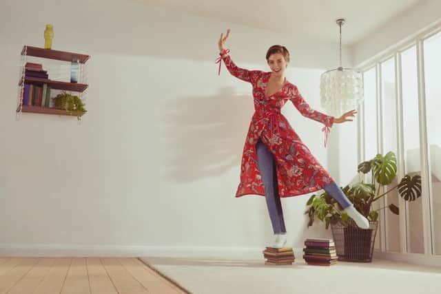 Printed wrap dress, Â£35; two tone jeans, Â£32; patent kitten heel boots, Â£56. From find., a new brand by Amazon Fashion, which has launched its first ever womenswear advertising campaign in the UK, Germany, Italy, France, and Spain amazon.co.uk/find