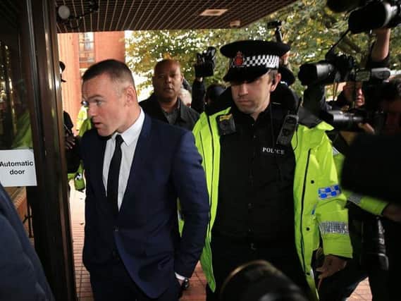 Wayne Rooney appears at Stockport Magistrates Court this morning.