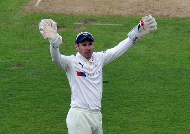 Yorkshire and 
Andrew Hodd welcome Warwickshire (Picture: Tony Johnson)