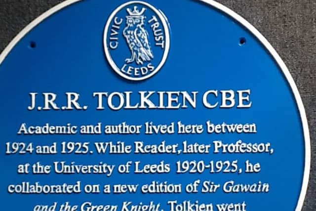 A Blue Plaque for J R R Tolkien in Leeds.