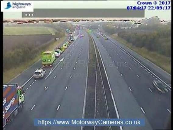 The A1(M) is closed at Junction 48 this morning after an accident.
