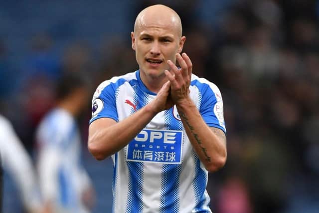 Huddersfield Town's Aaron Mooy applauds the fans after the full-time whistle at Turf Moor. Picture: Anthony Devlin/PA