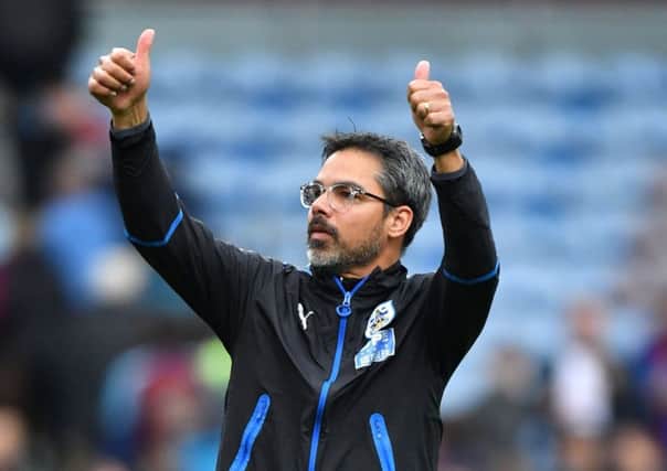 Thumbs up: Huddersfield Town manager David Wagner gestures to the fans after the Premier League draw at Turf Moor, Burnley.
