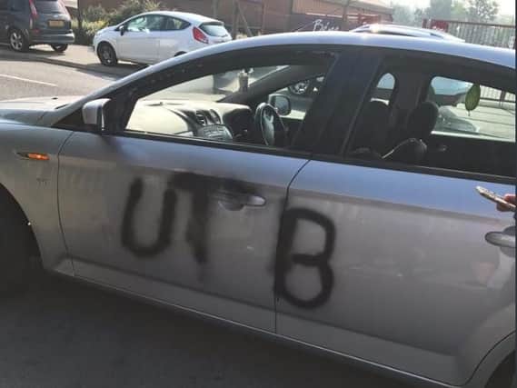 The vandalised car. Picture: @S_Greaves110