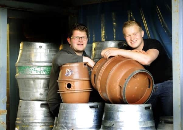 success brews: Carl Gehrman, left, and Geoff Southgate, owners of the Wenselydale Brewery, received help from the Lets Grow initiative. Picture: gary longbottom
