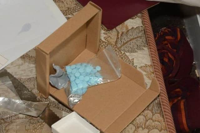 A package of drugs found inside one of the addresses.