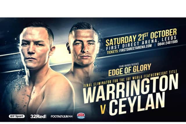 Josh Warrington will face undefeated Dane Dennis Ceylan in an IBF featherweight title eliminator at Leeds First Direct Arena on October 21.