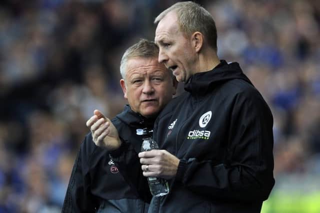 Chris Wilder and Alan Knill, pictured at Hillsborough on Sunday, are expected to keep David Brooks grounded. Picture: Steve Ellis