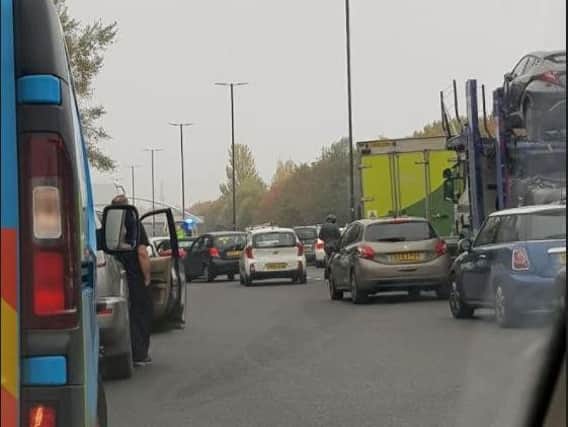A woman fell ill behind the wheel of a car yesterday on the Sheffield Parkway