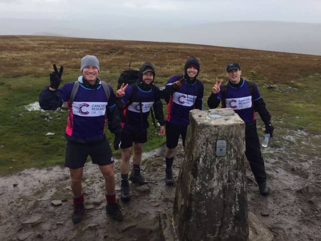 Greg Saunders and friends pictured during the Yorkshire Three Peaks charity challenge.