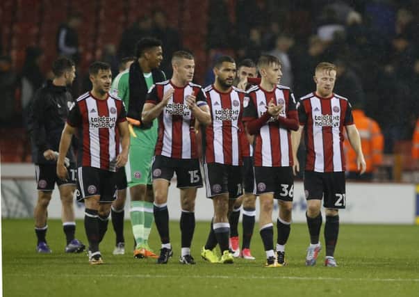 APPRECIATE IT: Sheffield United's players applaud the fans at Bramall Lane. Picture: Simon Bellis/Sportimage
