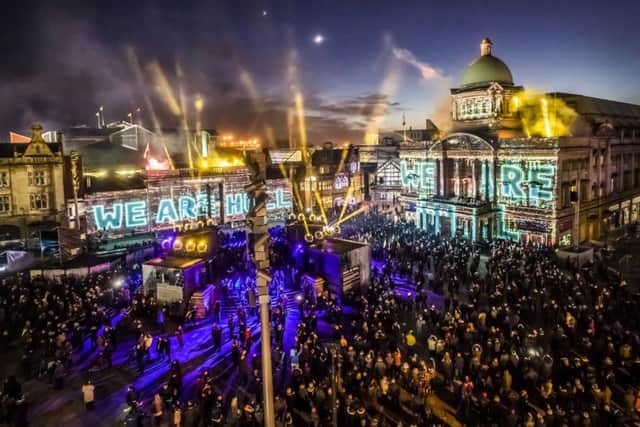 City of Culture opened with a celebration of more than 70 years of the Hull's history told through massive projections on some of its best known buildings