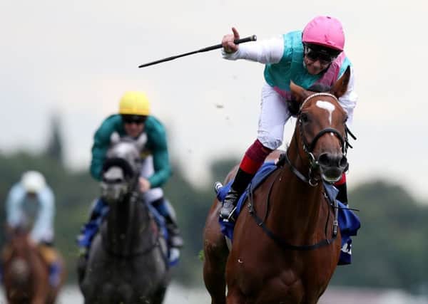 Winning feeling: Frankie Dettori celebrates victory on board Enable in the Darley Yorkshire Oaks in August. (Picture: Simon Cooper/PA)