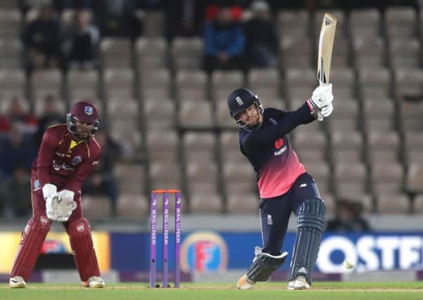 Jonny Bairstow hits out on his way to an unbeaten 141 for England (Picture: Simon Cooper/PA Wire).