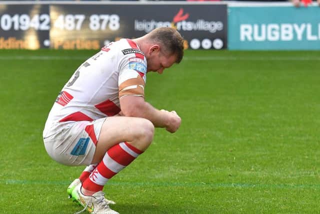 Leigh Centurions' Danny Tickle is dejected after the Befred Super League Million Pound Game at Leigh Sports Village.