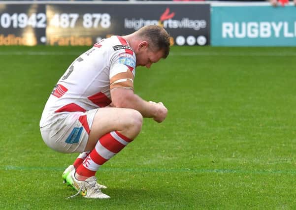 Leigh Centurions' Danny Tickle is dejected after the Befred Super League Million Pound Game at Leigh Sports Village.