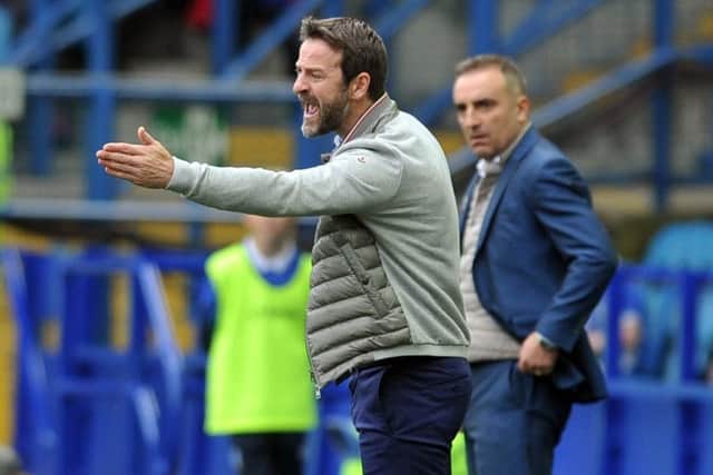 BAD DAY: Leeds United boss Thomas Christiansen barks orders to his players from the touchline at Hillsborough. Picture: Tony Johnson.