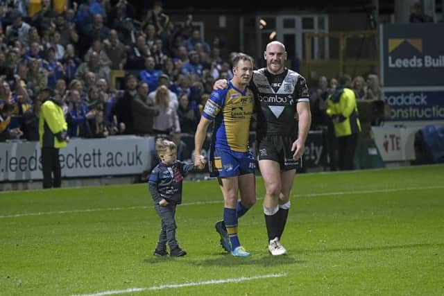 Danny McGuire and Gareth Ellis after their Headingley farewell