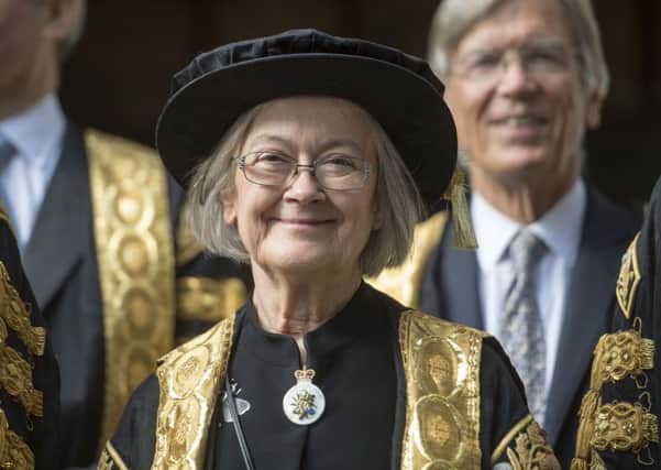 Lady Hale is sworn in as the first female president of the UK's highest court, the Supreme Court, in Parliament Square, central London. PRESS ASSOCIATION Photo. Picture date: Monday October 2, 2017. See PA story LEGAL Judges. Photo credit should read: Victoria Jones/PA Wire
