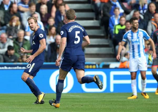 Tottenham Hotspurs Harry Kane celebrates scoring his 13th goal of September in last Saturdays 3-0 win over Huddersfield Town (Picture: Nigel French/PA Wire).