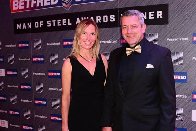 Castleford coach Daryl Powell on the red carpet with wife Janice.