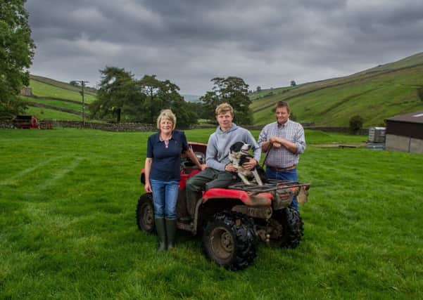 Steve Porter, vice chairman of the Swaledale Sheep Breeders Association 'B' District, with his wife Carol, and son Will, aged 25. Pictures by James Hardisty.