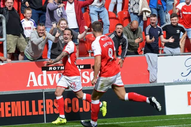Rotherham Uniteds Ryan Williams celebrates after scoring against Southend United back in August (Picture: Marie Caley).